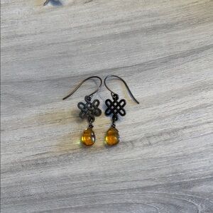 Celtic Elegant Amber Drop Earrings